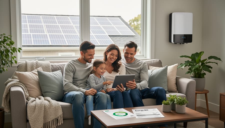 A family home interior with energy-efficient appliances under natural daylight